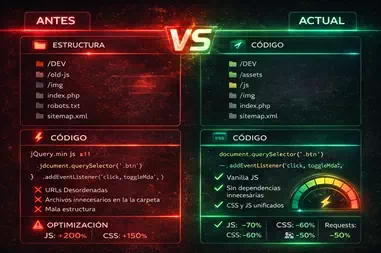 Antes vs Después - Comparativa de optimización